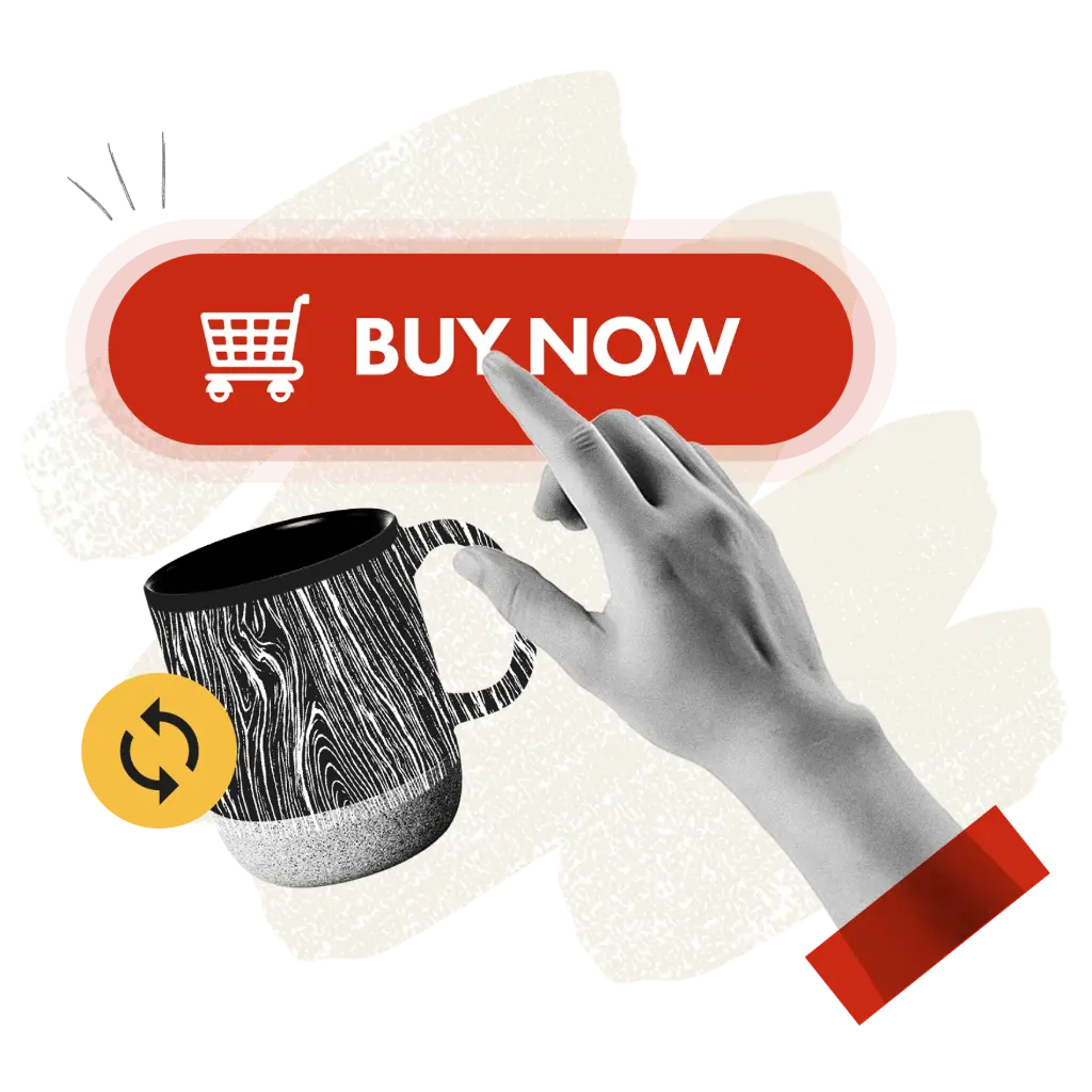 Hand clicking buy now