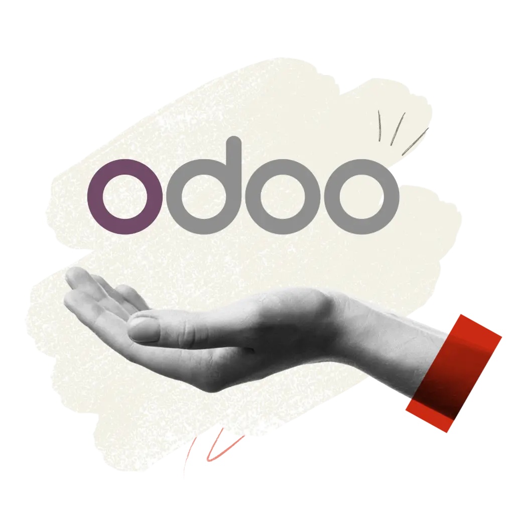 Hand holding odoo logo